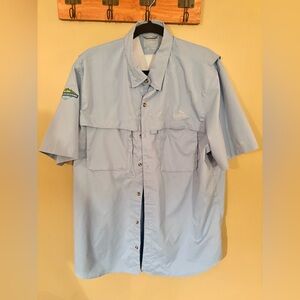 L.L.Bean XL Tall Blue Outdoor Fishing Shirt UPF 50+ Short Sleeve